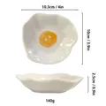 Vassoio per gioielli in ceramica a forma di uovo, piatto decorativo bianco e giallo - Uovo al Tegamino Stile (F)