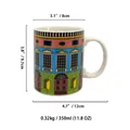 Italian style ceramic architecture mug with 350ml capacity and 9.7cm height - Colorful Illustration Castle