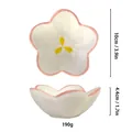 Vassoio per gioielli in ceramica a petalo con bordo rosa e decori floreali gialli - Fiore Bordo Rosa Stile (G)