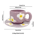 Handmade light purple ceramic coffee cup and saucer set with hand-painted floral pattern - Individual Box / Purple Frangipani