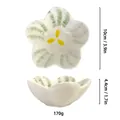 Vassoio per gioielli in ceramica a forma di fiore bianco con bordi verdi e pistilli - Fiore Bordo Verde Stile (H)