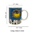 Italian style ceramic mug with sun and city print including size and volume details - Anthropomorphic Sun & Clouds / Standard Paper Box