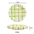 Hand-painted 2D style green checkered ceramic dessert plate with a 19.2cm diameter - Plaid Green