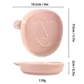 Vassoio rosa in ceramica con viso per gioielli e decorazione con dimensioni - Faccia Sorridente Rosa Manico Stile (L)