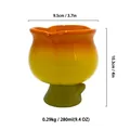 Yellow tulip flower ceramic mug with green base showing product dimensions and 280ml capacity - Gradient Deep Yellow / Flower-shaped Ice Cream Candle Cup (candle Not Included)