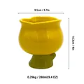 Yellow tulip ceramic ice cream mug with 280ml capacity and green flower stem base - Solid Bright Yellow / Flower-shaped Ice Cream Candle Cup (candle Not Included)