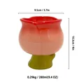 Mug en céramique tulipe rose dégradé avec dimensions 9,5cm largeur et 10,3cm hauteur - Forme de Tulipe (Dégradé Rose Profond)