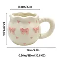 Jolie tasse à café en céramique avec de jolis nœuds roses et cœurs, 380ml design esthétique. - Style D