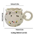 Ceramic floral mug with wavy rim and spiral handle in creamy white 380ml size - Boxed / Small Blossom
