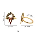 Anello portatovagliolo natalizio con base dorata e fiocco rosso con foglie di agrifoglio - Stile Ghirlanda di Natale (SASP)