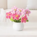 Handmade crochet pink forget-me-not flowers in white ceramic pot home decor - Gradient Pink