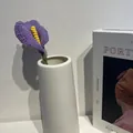 Handcrafted purple crochet calla lily flower in a minimalist white ceramic vase - Single Pack / Purple