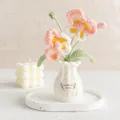 Handmade crochet pink tulip and white rose in a knitted pot for desk decoration - Pink Butterfly Orchid