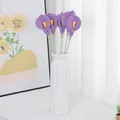 Handcrafted purple crochet calla lily bouquet with five stems in a white ceramic vase - Purple