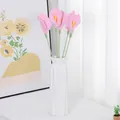 Handmade crochet calla lily bouquet with 5 pink flowers in a white ceramic vase - Pink