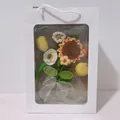 Handmade crochet sunflower and tulip flower bouquet in a white gift bag with ribbon - Large Handbag (35*25*15cm)