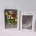 Extra large lily of the valley gift bags with windows and handmade crochet flower bouquets - Small Handbag (26*18*13cm)