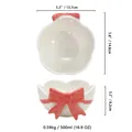 White ceramic bowl featuring a pink bow relief and scalloped edges, 500ml capacity - Pink