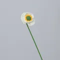 Fleur de pavot blanche crochetée à la main avec étamine jaune et tige verte décorative - Blanc