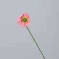 Fleur de pavot faite à la main au crochet en rose avec tige verte réaliste - Rose
