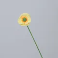 Fleur de pavot faite main au crochet avec pétales jaunes et tige verte de style tricot - Jaune