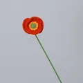 Handmade crochet red poppy flower with green stem for unique gift or home decor - Orange