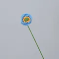 Handmade crochet blue poppy flower with orange center and green stem for home decoration - Light Blue