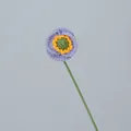 Handmade crochet poppy flower in purple and orange with a slender green stem - Light Purple