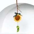 Pendentif tournesol fait main au crochet avec feuilles vertes et ruban élégant - Style Feuille Verte Tissée