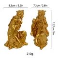 Statine di re in resina dorata con corona per decorazione pasquale messicana a casa - Re Magio Dorato Inginocchiato (MCD-019)