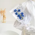 Handgefertigter gehäkelter blauer Vergissmeinnicht-Blumenstrauß in Geschenkverpackung - Einzelner Stiel Exquisite Verpackung / Blau