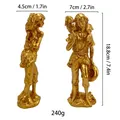Statuina di pastore in resina dorata dimensioni 18,8 cm di altezza, vista frontale - Pastore Dorato (MCD-022)