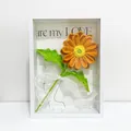 3D photo frame with handmade crochet orange sunflower and white organza bow decoration - Turmeric