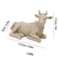 Statuetta mucca sdraiata in resina beige chiaro, decoro pasquale, 12,2 cm - Mucca Beige (MCD-025)