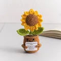 Handgefertigte Häkel-Sonnenblume im Topf mit Support-Karte und süßem Gesicht - Sonnenblume
