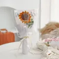 Handmade crochet sunflower bouquet in elegant white gift wrapping with ribbon decor - Large Sunflower