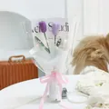 Handmade crochet tulip bouquet with purple flowers, LED lights and gift packaging - Tulip Purple
