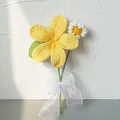 Handmade crochet flower bouquet pendant with yellow petals and white daisy detail - Yellow Sunflower and Daisy (BJ06-09)