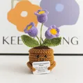 Handgemaakte gehaakte lavendel-potplant met kaart voor emotionele ondersteuning - 3-Kops Lelietje-van-dalen Paars
