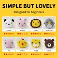 DIY crochet kit featuring 8 cute animal potted plant designs for beginners - Panda Rabbit Lion Penguin Pig Chick Tiger Bear Full Set