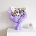 Handmade crochet flower bouquet with purple roses and daisies for Mother's Day gift - Gradient Purple Rose Bouquet With Gift Bag