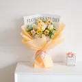 Hand-knitted crochet flower bouquet with orange roses and yellow daisies for Mother's Day - Gradient Yellow Rose Bouquet With Gift Bag