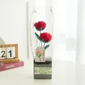 Handmade knitted red flower bouquet in Happy Women's Day transparent gift box - Red Series