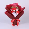 Handmade crochet bouquet with red knitted carnations and roses in a gift box - Red Rose With Gift Bag