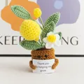 Handgemaakte gehaakte citroenpotplant met bladeren, bloem en een positieve wenskaart - Citroen