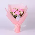 Handmade crochet bouquet with pink carnations and white daisies in gift wrapping - Pink Carnation With Gift Bag