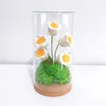 Handgefertigte gehäkelte weiße Blumen im Glasrohr mit natürlichem Korksockel - Weißes Maiglöckchen