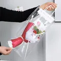 Bouquet di rose rosse fatto a mano in borsa regalo trasparente con biglietto d'auguri - Confezione Singola / Rosso