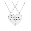 Collana con pendente a cuore spezzato argento con incisione BEST BITCHES per amiche - Patchwork Cuore Argento BEST BITCHES (A1112SI)