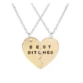 Collane a forma di cuore spezzato in oro con incisione Best Bitches per migliori amiche - Patchwork Cuore Oro BEST BITCHES (A1112GO)